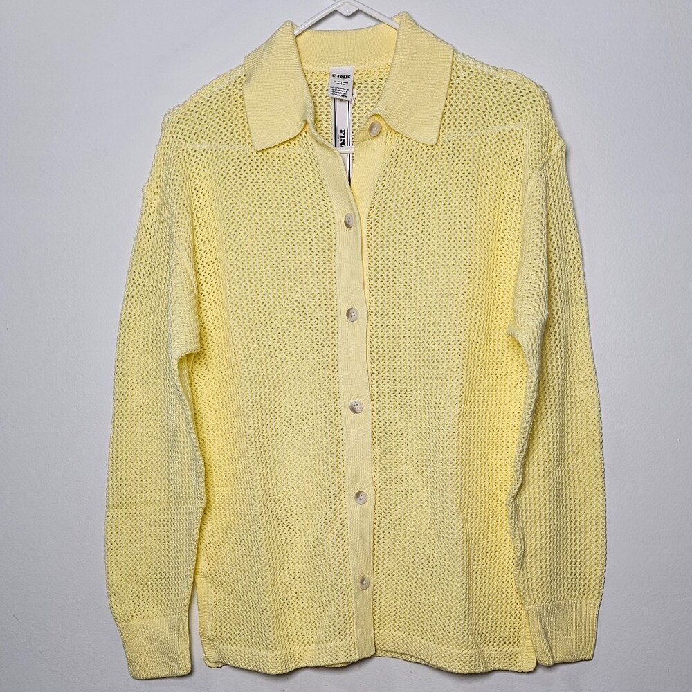 Victoria's Secret PINK Crochet Button-Down Top -Mellow Yellow -Size XS- 27022226